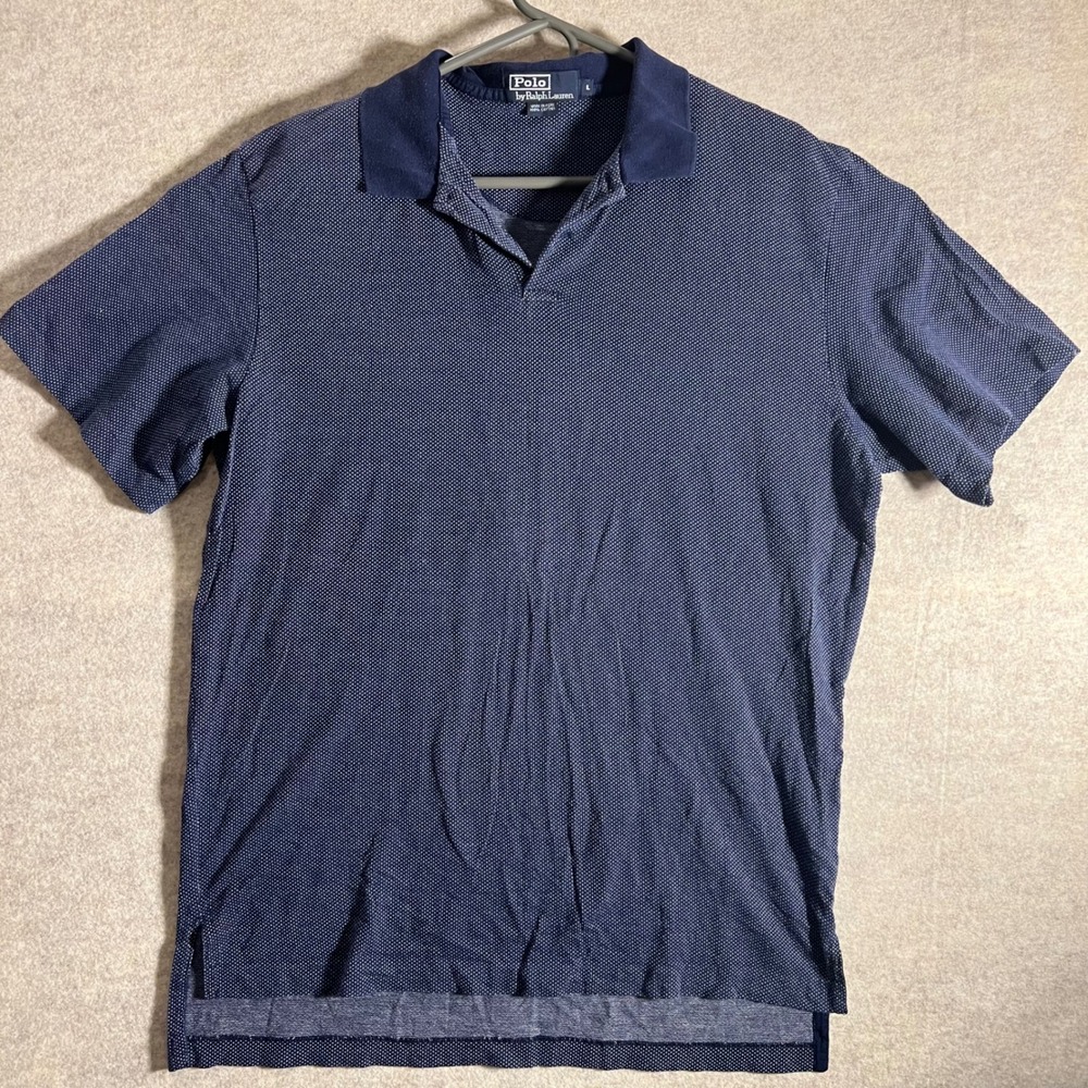 Polo by Ralph‎ Lauren Mens Polo Shirt Blue Dotted Cotton Casual Top